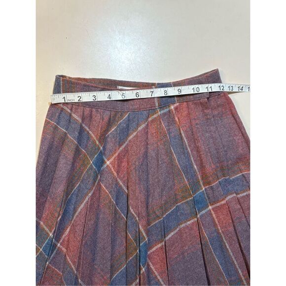 Vintage 1970s H.R. Robert’s Pleated Women’s Skirt Blue Pink Brown Gray Plaid - Picture 5 of 7